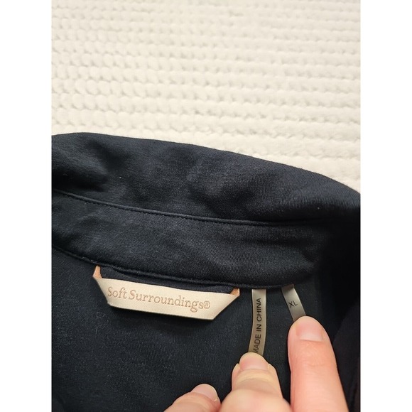 Soft Surroundings Jumpsuit Womens XL Black Button Up Roll Tab Sleeve - Picture 4 of 7